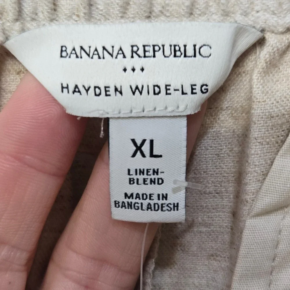 Banana Republic Hayden Wide Leg Pants Size‎ XL Beige Linen Blend Pull On Coastal